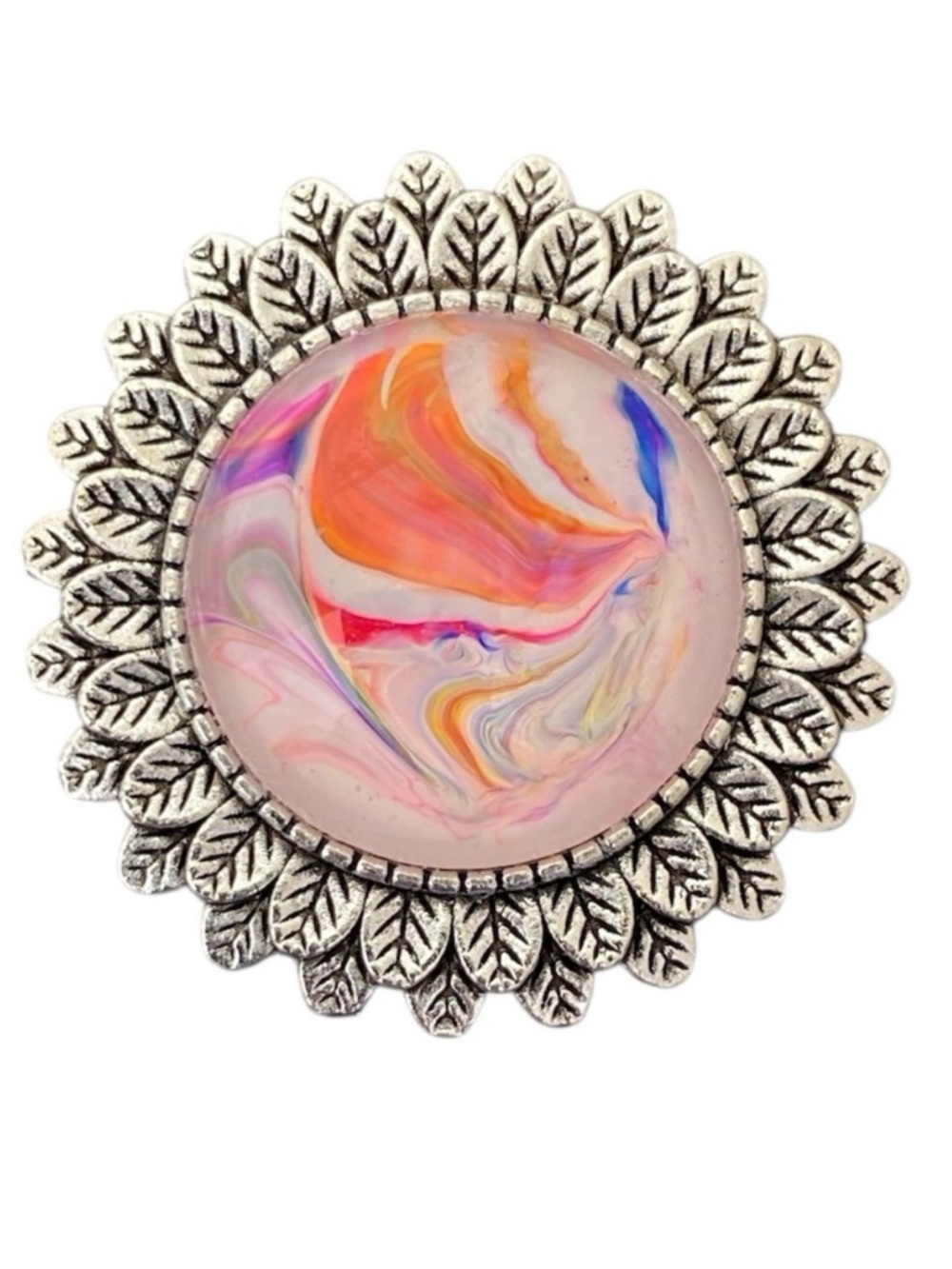 Hand Crafted Brooch Fluid Art Pink Multicolor By Svetlana Yeung Size OS